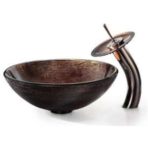   Copper Illusion Glass Vessel Sink with PU MR, Chrome