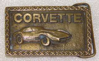 Vintage Corvette Solid Brass Belt Buckle  