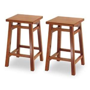   Leg and Seat Stool 24 Inches  2  Pieces Walnut Finish