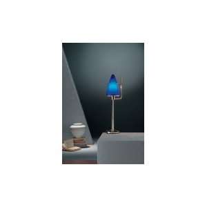   Light Table Lamp in Antique Brass with Blue glass