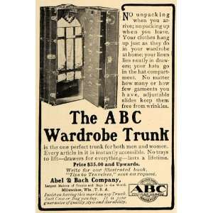  1905 Ad ABC Wardrobe Trunk Abel Bach Company Luggage 
