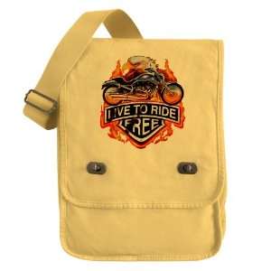   Bag Yellow Live To Ride Free Eagle and Motorcycle 