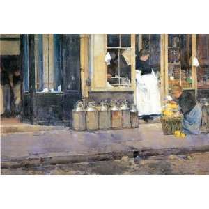  The flower girls and the milk vendor by Hassam canvas art 