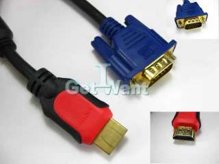 Male HDMI to Male VGA 15 Pin P Connecter Converter Adapter Cable Cord 