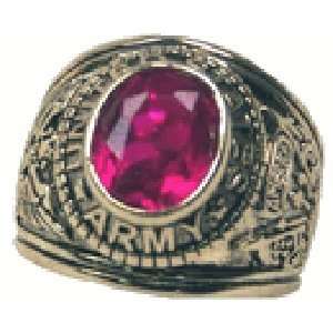  M 236 Simulated Ruby Red Ring UNITED STATES ARMY. 18 Kt 