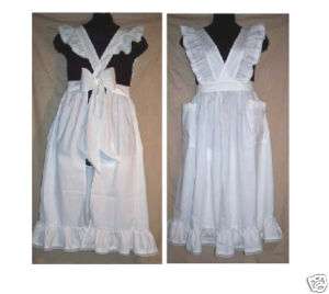 VICTORIAN APRON ruffled permapress WHITE sizes small 2X  