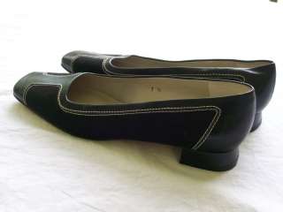 TALBOTS SPAIN BLK ALL LEATHER/FABRIC FLATS 7N WORN ONCE  