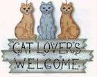 CAT LOVERS WELCOME Cats Kitten Hanging Wood Wall Art SIGN C Store 4 