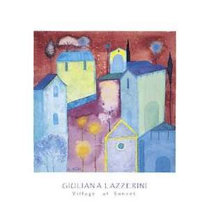  Village At Sunset By Giuliana Lazzerini Highest Quality 