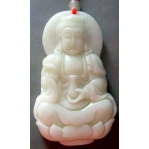  Chinese Jade Tibet Mercy Kwan Yin Amulet Pendant 