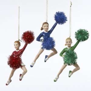 Club Pack of 12 Red, Green and Blue Cheerleader Girl Christmas 