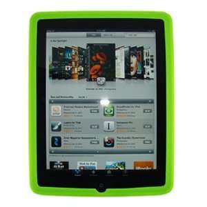  Silicone Skin Green Case for Apple iPad + Stereo Earphones 