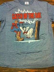 MARVEL SPIDERMAN THE CATCH JUNK FOOD ADULT SHIRT S XL  