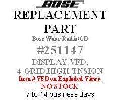 BOSE 251147 DISPLAY,VFD,4 GRID,HIGH TNSION Parts NEW  