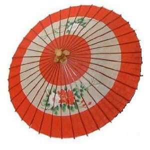  Japanese Antique Umbrella Red KASA Peony Pattern 2 NEW 