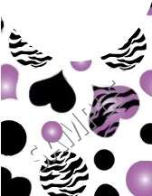 20 FRENCH TIP LONG Nail Decal•ZEBRA PURPLE HEARTS•  