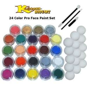  24 Color Pro Face Paint Color Set 10 ml with Applicator 