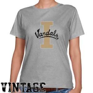 NCAA Idaho Vandals Ladies Ash Distressed Logo Vintage Classic Fit T 