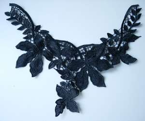   Leaf Collar Neckline Necklace Lace Venise Venice Applique Black  