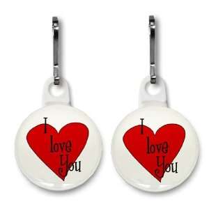  I LOVE YOU HEART Valentines Day 2 Pack 1 Zipper Pull 