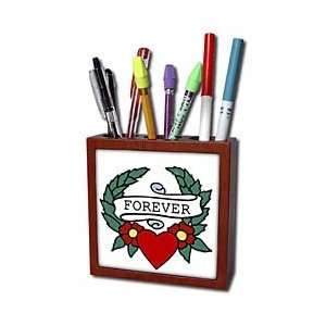   Tattoo Heart Forever   Tile Pen Holders 5 inch tile pen holder Office