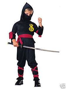 NEW Ninja Dragon Black Red Boys Costume Med or Lrg  