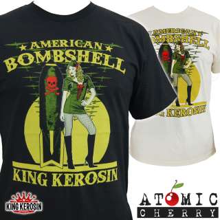 King Kerosin American Bombshell Pin Up T Shirt Rockabilly WW2 Retro 