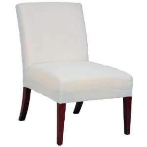 Muslin Covered Cherry Leg Armless Slipper Chair