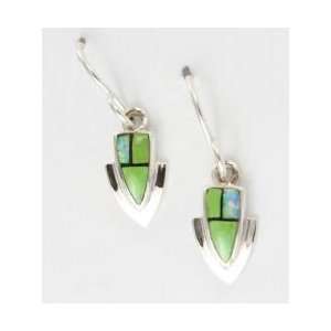    Small Navajo Silver Gaspeite Onyx Lab Opal Dangle Earrings Jewelry