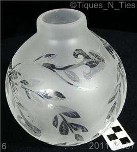 Beautiful Vandermark Signed Etched Crystal Art Glass Ball Vase  