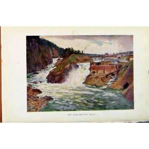  Colour Plate Sweden 1927 Trollhattan Falls Old Print