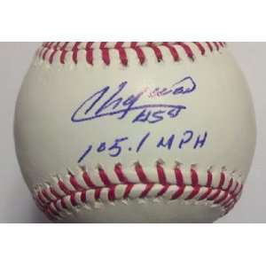  Aroldis Chapman Signed Baseball w/ 105.1 MPH insc   MLB 
