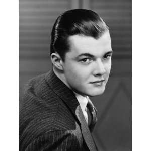 Young Man Wearing Pinstripe Jacket, (B&W), Portrait 