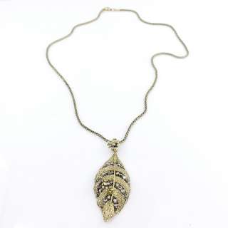 Gorgeous Bright Gold tone Dragonfly/Flower/LEAF NECKLACE  