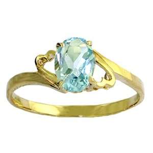  Genuine Oval Aquamarine 14k Gold Promise Ring Jewelry