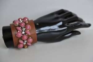 VALENTINO GARAVANI Beaded Jewel Leather Cuff Bracelet  