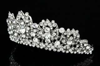Bridal Wedding Pageant Rhinestone Crystal Lily Flower Crown Tiara V814 