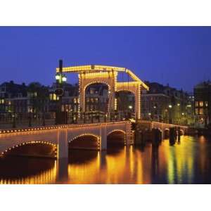 Bridge Illuminated in the Evening, Amsterdam, Holland (The Netherlands 