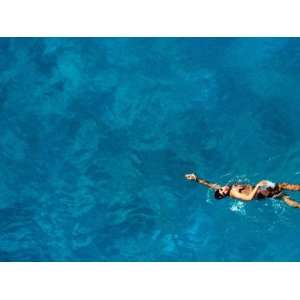  Overhead of Boy Swimming in Pool at Water Polo Training 