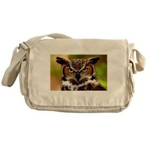  Khaki Messenger Bag Great Horned Owl 