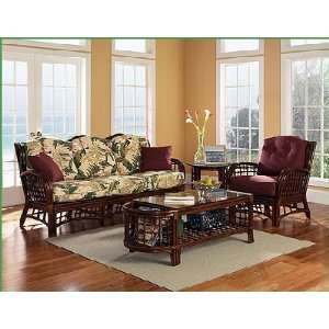  Room Set in Urban Mahogany   4 Pieces Cape Cod Rattan Living Room 