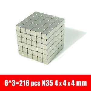 216pcs 4mm x 4mm x 4mm Cube Neodymium strong Fridge Magnets N35 Craft 