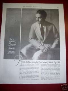 1929 Antique Palm Beach Suits Mens Clothing Fashion Ad  