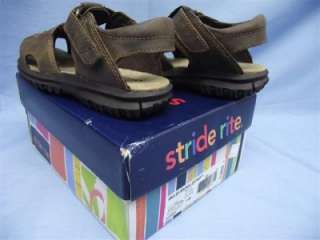 NEW STRIDE RITE Angler Brown Leather Boys Shoes Sandals Size 10.5 M 