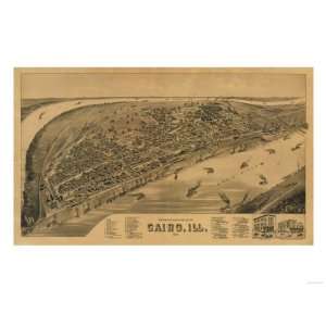 Cairo, Illinois   Panoramic Map Giclee Poster Print