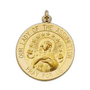  Lady of Assumption Medal 18mm   Clearance/14kt yellow gold 