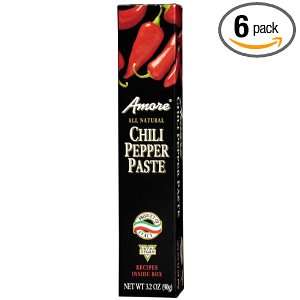 Amore, Hot Chili Pepper Paste, 3.2 Ounce Tubes (Pack of 6)  