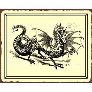  Dragon Winged Walking Medieval Metal Art Retro Tin Sign 