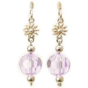 Unique Lilac Swarovski Crystal TM and 925 sterling silver earrings by 