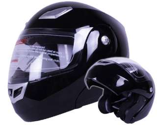 Gloss Solid Black Modular Flip up Motorcycle Helmet DOT Approved